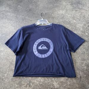 Quiksilver Crop Top Shirt Womens L Blue Cropped Vintage Skate Style Casual Wear